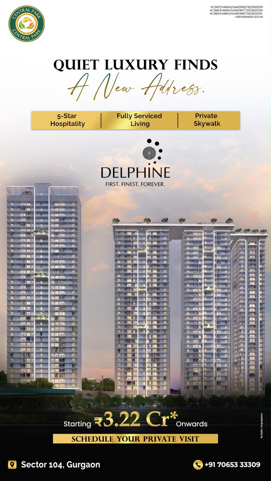 Discover Quiet Luxury with Central Park Delphine || Book Your Private Visit at Delphine, Gurgaon || Experience 5-Star Living from ₹3.22 Cr Onwards Update