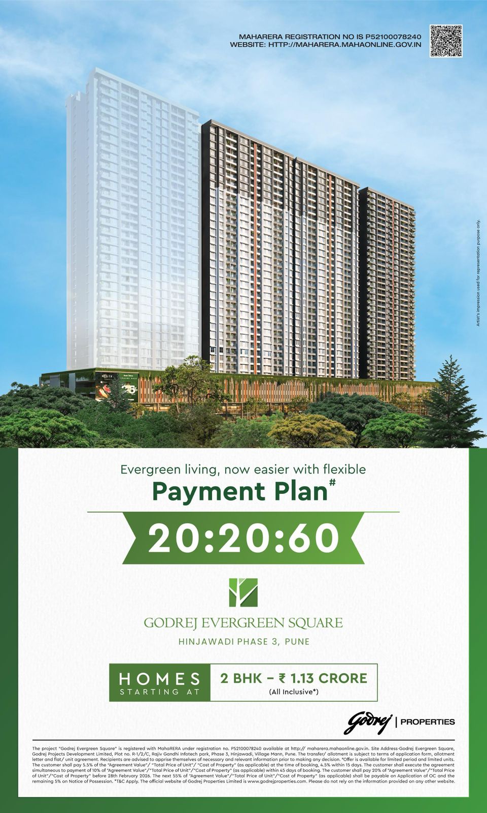Explore Luxury at Godrej Evergreen Square, Hinjawadi Phase 3, Pune, 2 BHK Starting at ₹1.13 Crore! Update