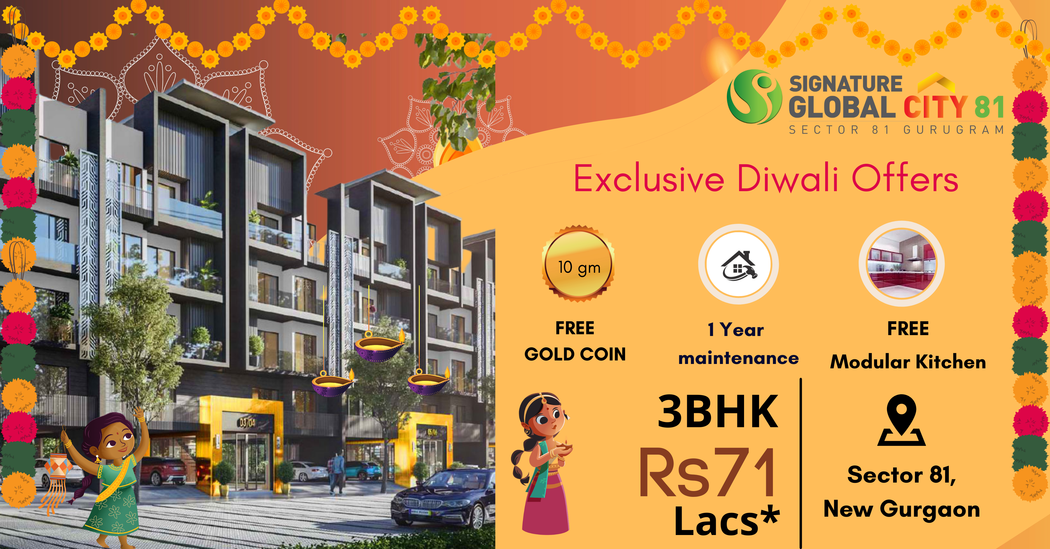 Exclusive Offers on this Diwali at Signature Global City 81 Offering 3 BHK @ 71 Lacs* in Sector 81, Gurgaon Update