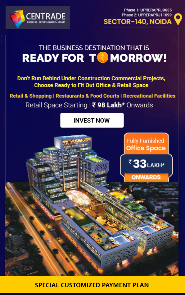 Ready to fit out office space & retail shops starting Rs. 33 Lac at Krasa Centrade Business Park, Noida Update