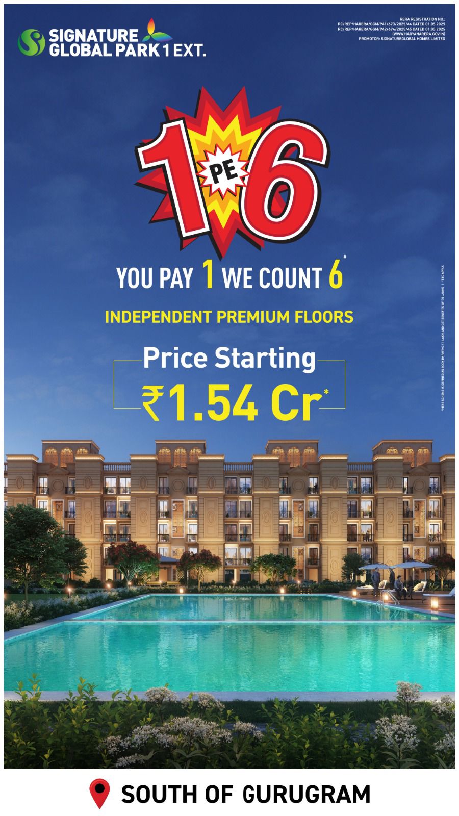 Exclusive Premium Floors at Signature Global Park 1 Ext. Starting ₹1.54 Cr, South of Gurugram Update