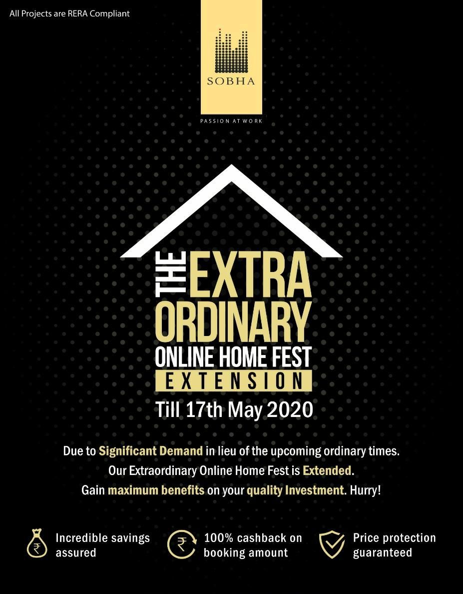 100% cashback on booking amount at Sobha Homes Update