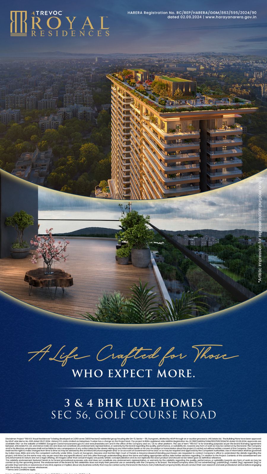 Explore Trevoc Royal Residences Today || Discover Luxury in Sec 56 || Book Your 3 & 4 BHK Now Update