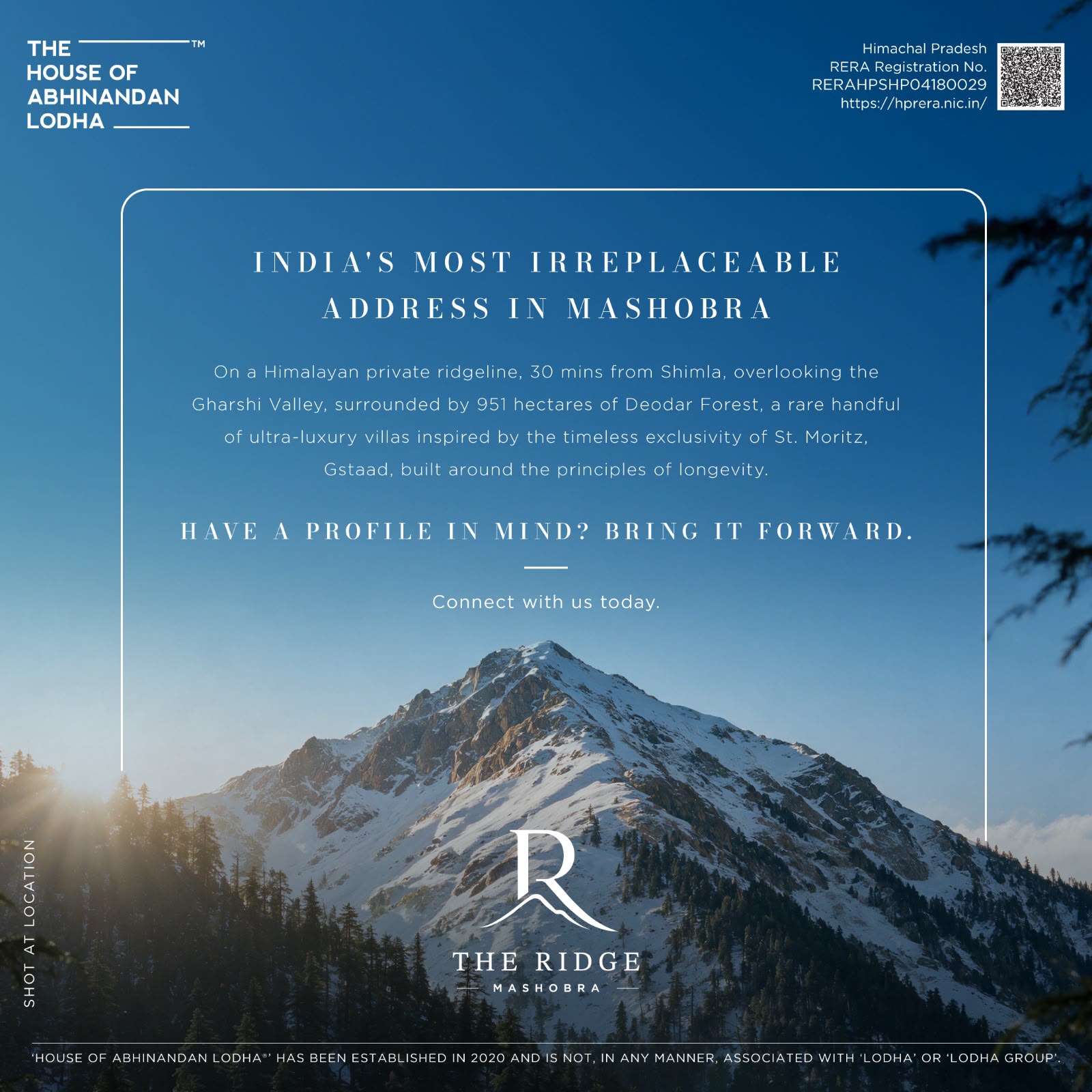 Discover India's Most Irreplaceable Address in Mashobra || Explore Ultra-Luxury Villas by The House of Abhinandan Lodha || Connect With Us Today for Exclusive Villas Update