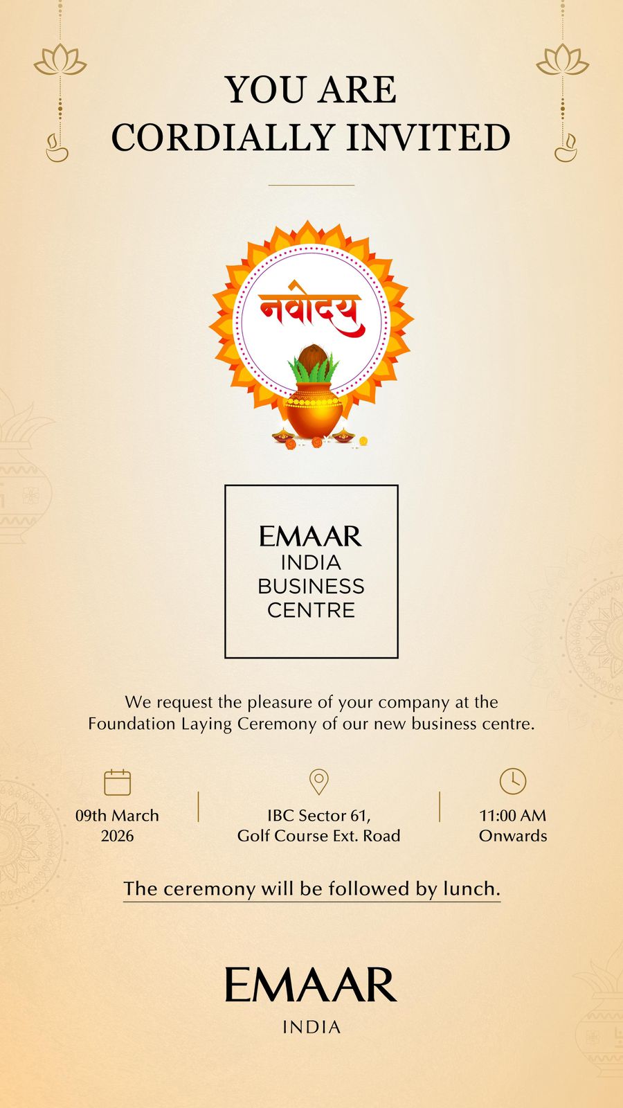 Foundation Ceremony Invitation || Emaar India Event || Join Us on 9th March 2026 Update