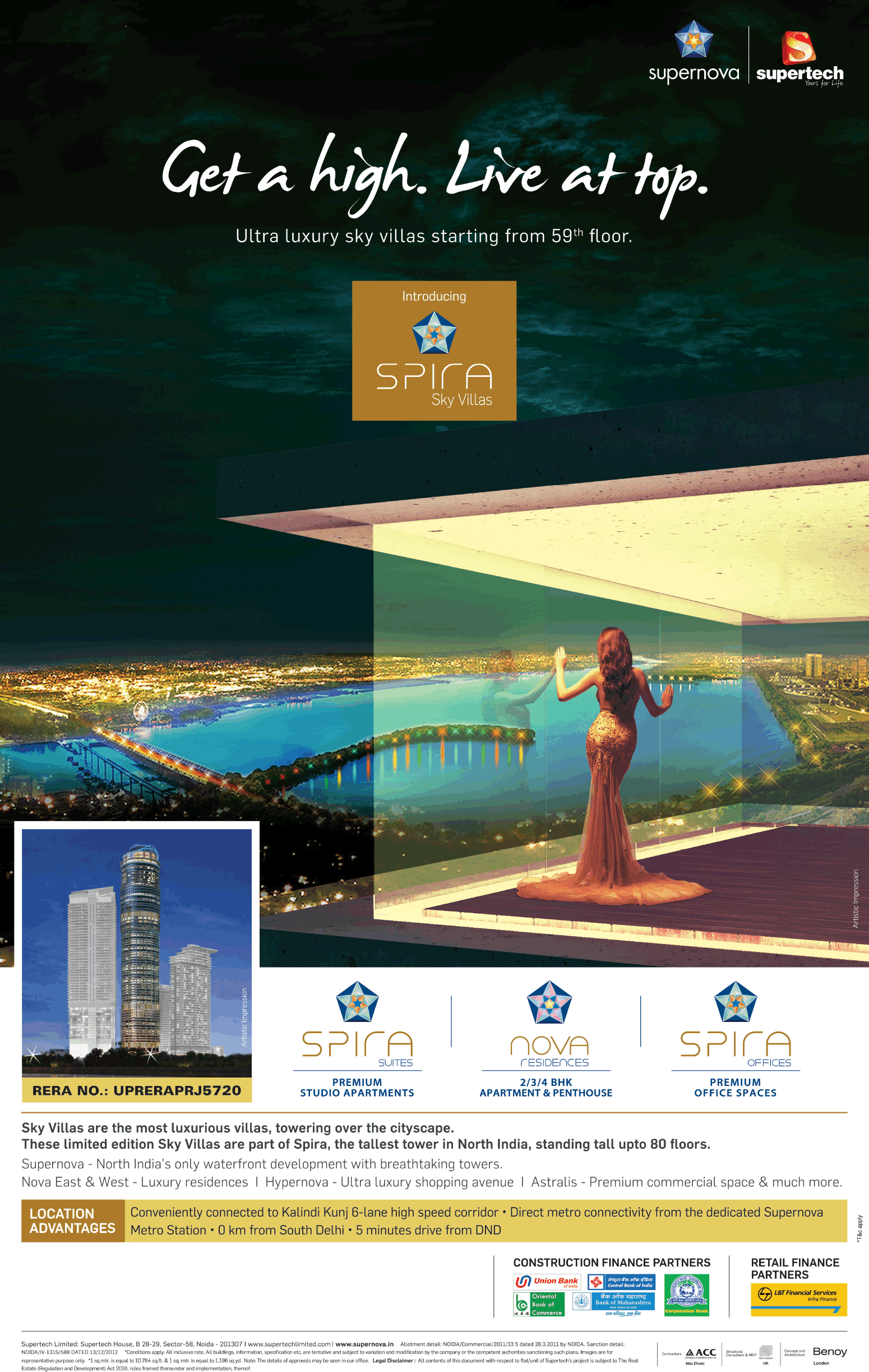 Get a high. live at top. ultra luxury sky villas starting from 59th floor. at Supertech Supernova, Noida Update