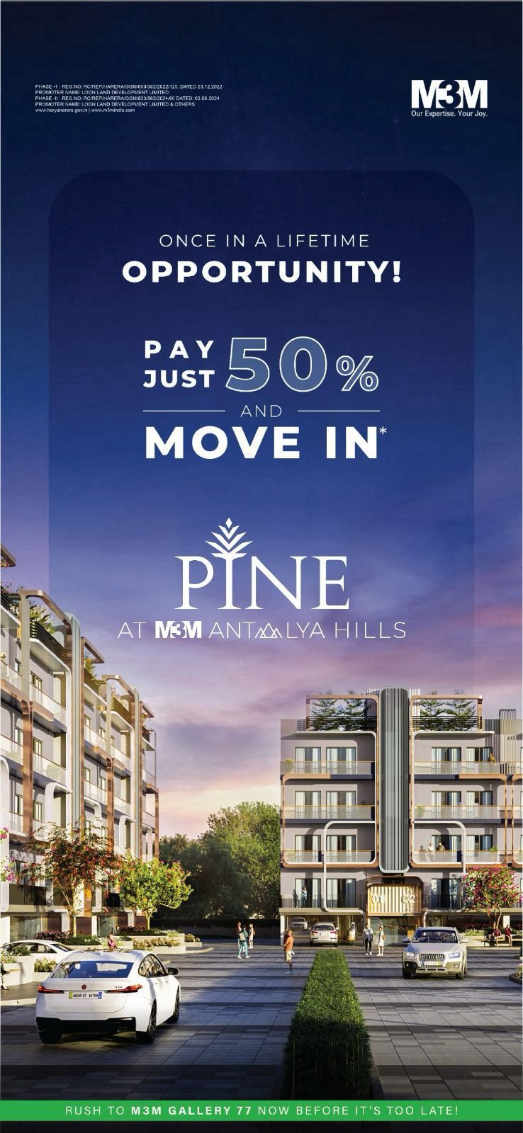 M3M PINE at Antalya Hills - Pay 50% & Move In - Gurugram Update