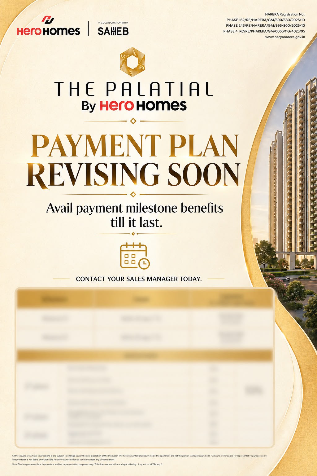 Payment Plan Revising Soon at The Palatial by Hero Homes || Avail Milestone Benefits at The Palatial || Hero Homes Announces Payment Plan Revision Update