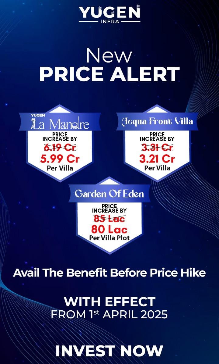 Yugen Infra's New Price Alert: La Mandre, Acqua Front Villa, Garden Of Eden, Avail Benefits Before Price Hike! Update
