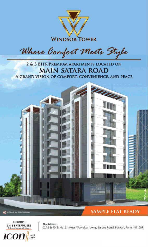 Book 2 and 3 BHK premium apartments at Windsor Tower in Pune Update