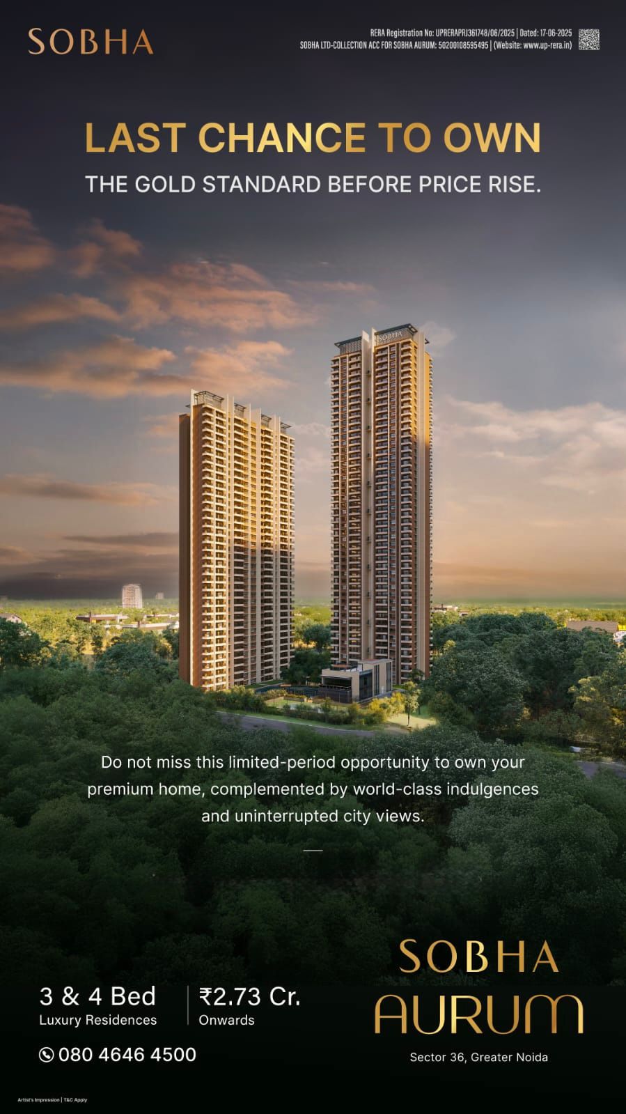 Last Chance to Own at SOBHA Aurum || Secure Your Premium Home Today || Buy Before Price Rise at SOBHA Aurum Update