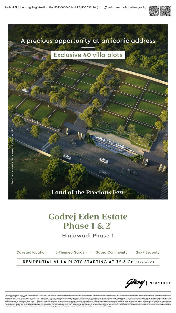 Godrej Eden Estate - Exclusive Villa Plots in Hinjewadi Phase 1 Starting at ₹2.5 Cr Update