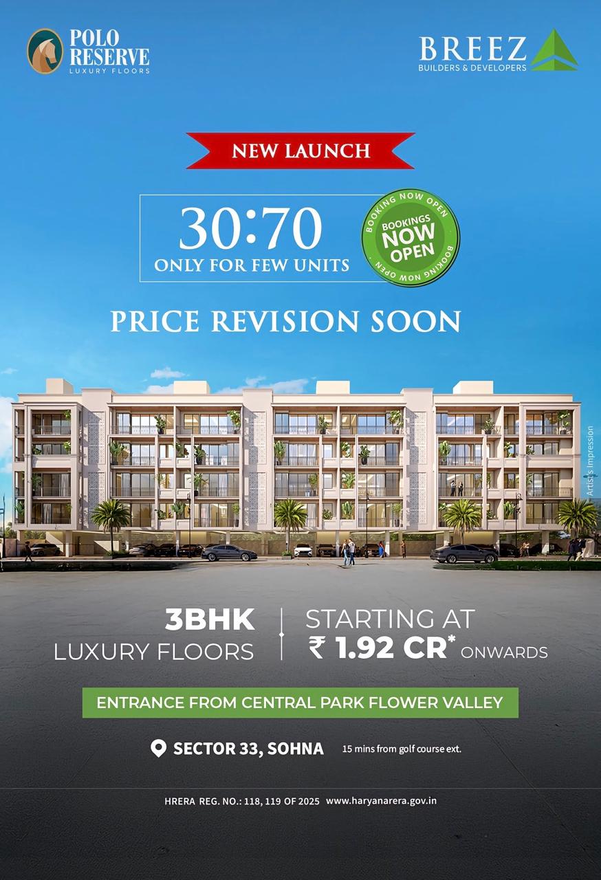 New Launch: Polo Reserve Luxury Floors by Breez Builders, Sector 33, Sohna - Starting at ₹1.92 Cr* Update