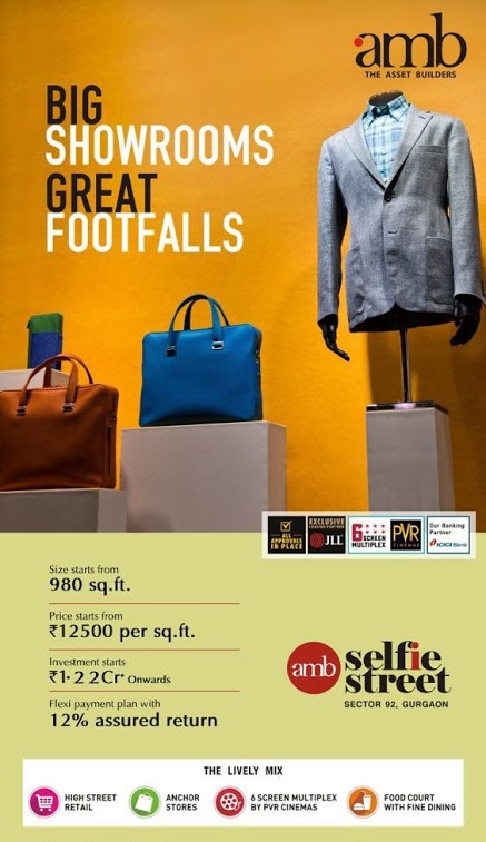 Big showrooms with great footfalls at AMB Selfie Street in Gurgaon Update