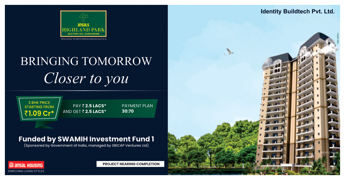 Book 3 BHK home Rs 1.09 Cr at Ansals Highland Park, Gurgaon Update