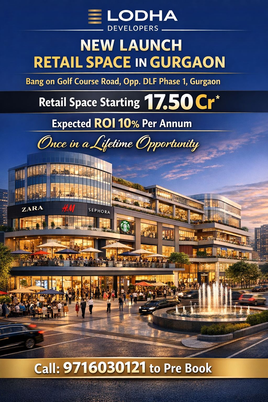 Launch of Luxury Retail Space, Gurgaon by Lodha Developers, Starting at 17.50 Cr Update