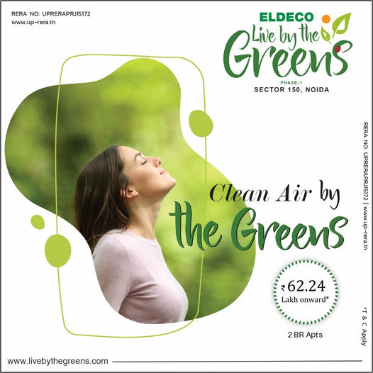 Clean Air by the Greens at Eldeco in Phase 1 2 BR Apartments @ 62.24 Lacs* in Sector 150, Noida Update