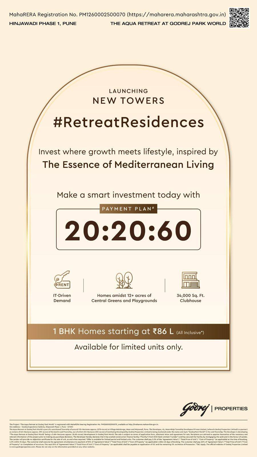 Launch of New Towers at Retreat Residences || Discover Mediterranean Living at Godrej Park World || Limited Units Starting ₹86 L in Hinjewadi, Pune Update