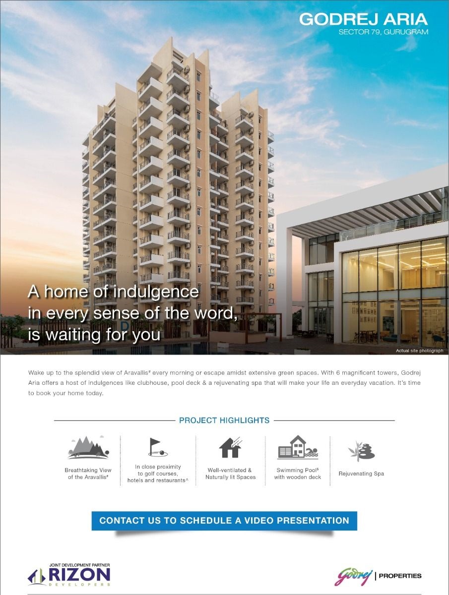 A home of indulgence in every sense of the word is waiting for you at Godrej Aria in Gurgaon Update