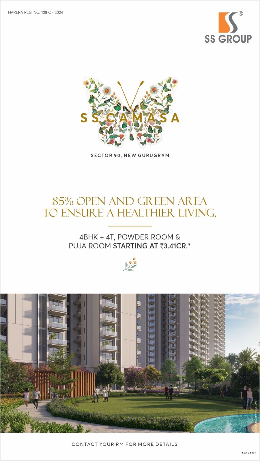 Luxurious 4BHK Homes at SS Camasa, Sector 90, Gurugram, Starting at ₹3.41 Cr Update