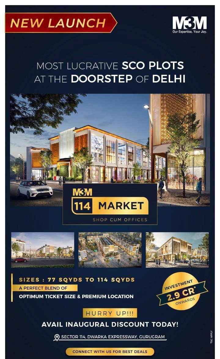 Hurry up avail inaugural discount today at M3M SCO 114 Market, Gurgaon Update