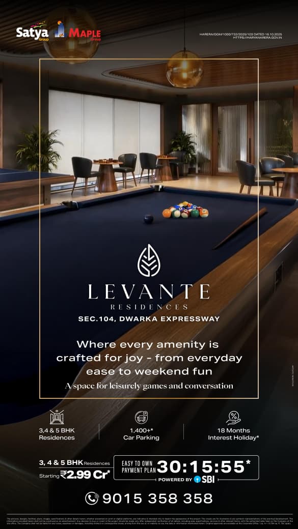 Explore Luxurious Living at Levante Residences, Starting at ₹2.99 Cr, Sec. 104, Dwarka Expressway, by Satya Group Update