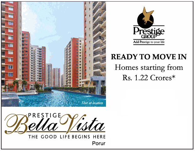 Ready to move in Homes Rs 1.22 Cr at Prestige Bella Vista in Chennai Update
