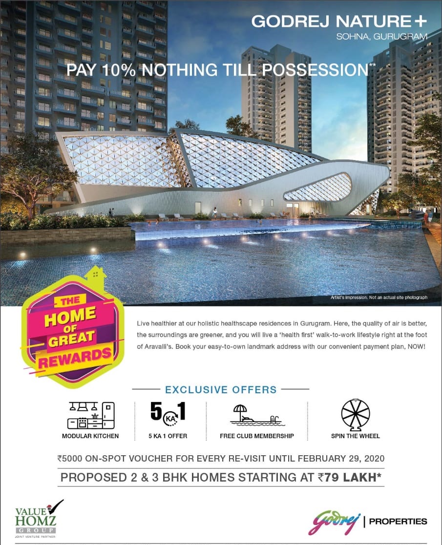Pay 10% nothing till possession at Godrej Nature Plus in Gurgaon Update