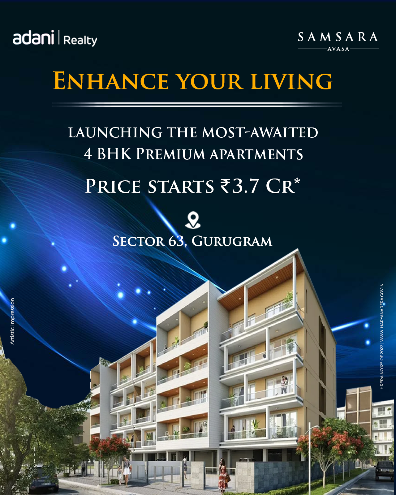 Launching the most awaited 4 BHK premimum apartments Rs 3.7 Cr at Adani Samsara Avasa, Gurgaon Update