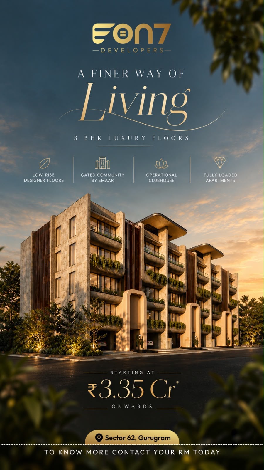 Discover EON7's Luxury 3BHK Floors in Sector 62 || Own Your Dream Home in Gurugram || Luxury Living Starting at ₹3.35 Cr Update