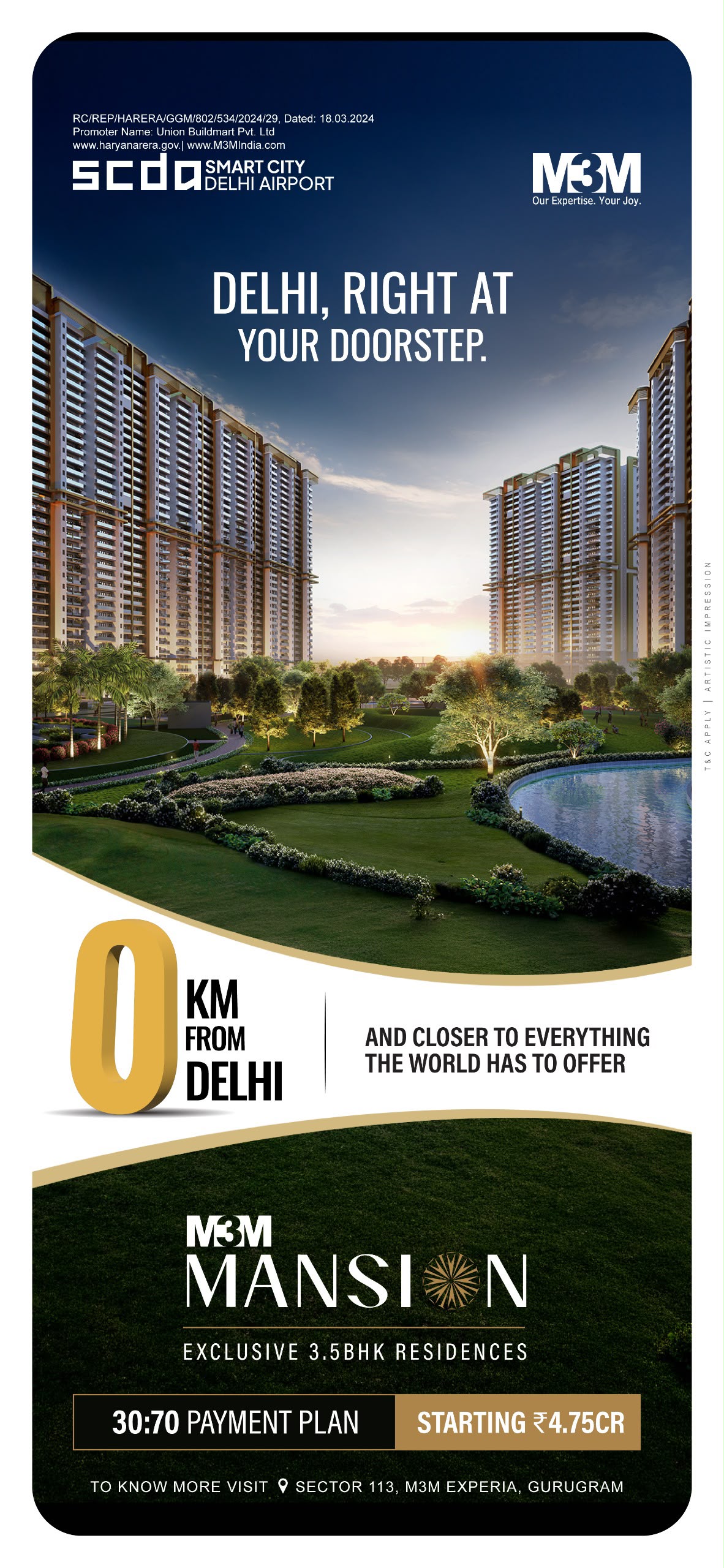 Discover M3M Mansion at SCDA || Exclusive 3.5BHK Starting at ₹4.75 Cr || Prime Location: 0 KM from Delhi Update