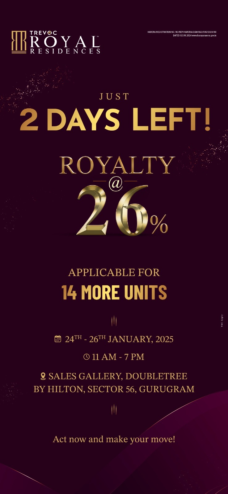 Last Chance for Royalty at 26% on Trevoc Royal Residences! Update