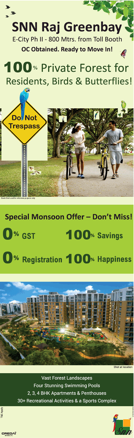 Special monsoon offer – don't miss at SNN Raj Greenbay, Bangalore Update