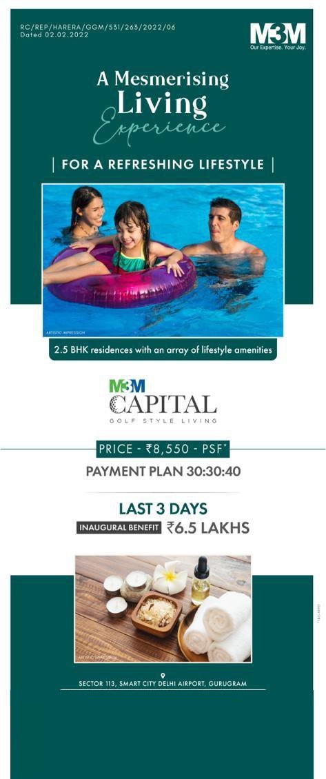 A mesmerising experience for a refreshing lifestyle at M3M Capital in Sector 113, Gurgaon Update