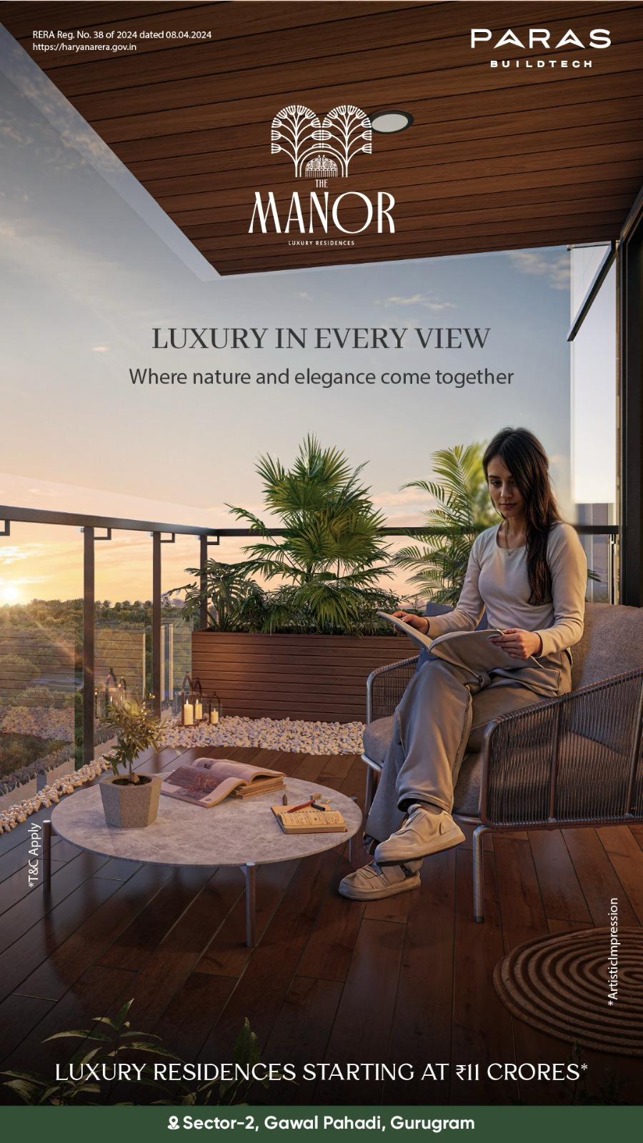 Paras Buildtech presents The Manor, Sector-2 Gawal Pahadi, Gurugram, Luxury Residences from ₹11 Crores Update
