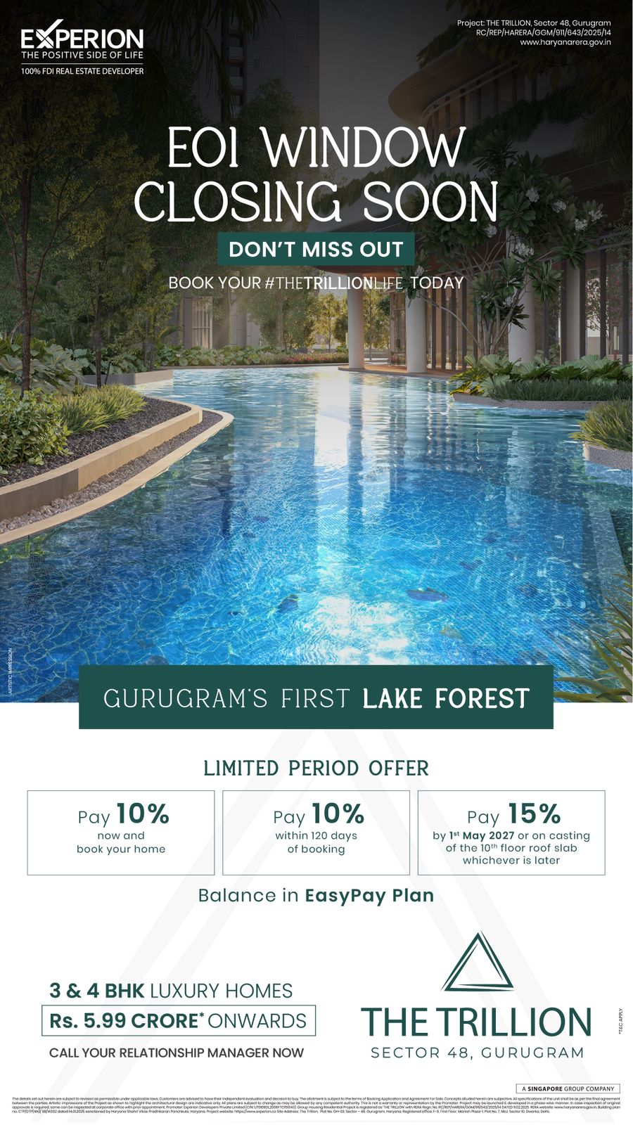 EOI Window Closing Soon, Luxury Homes at The Trillion, Sector 48, Gurugram Update