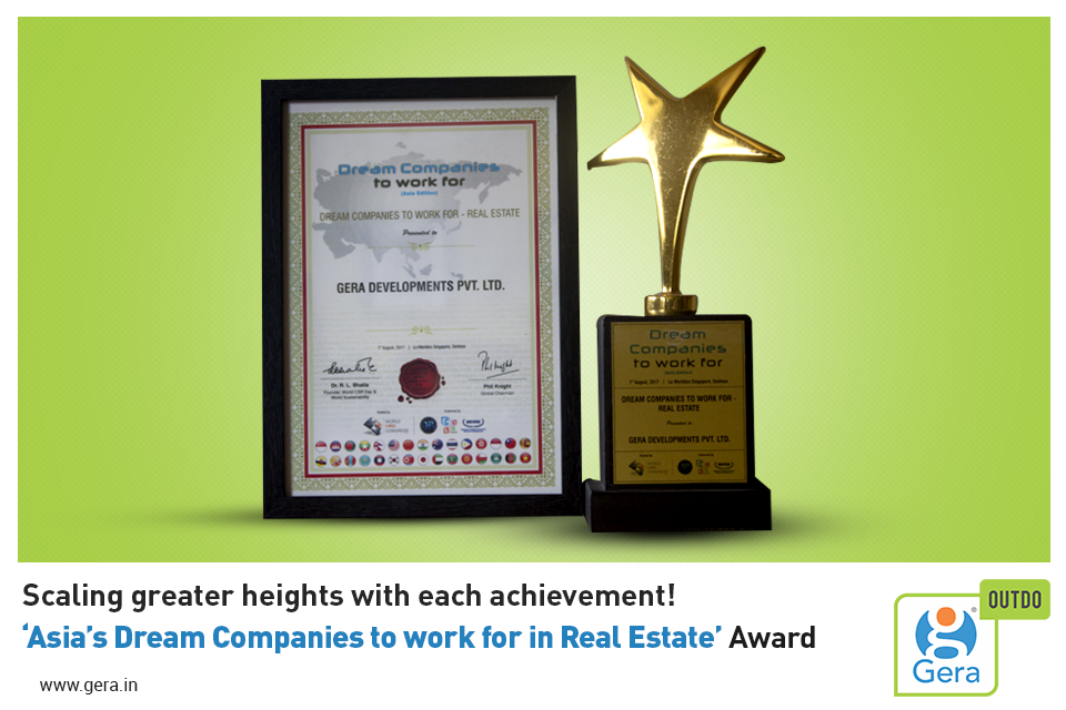 Gera Developments won the title ‘Asia’s Dream Companies to work for in Real Estate’ awards 2017-18 Update
