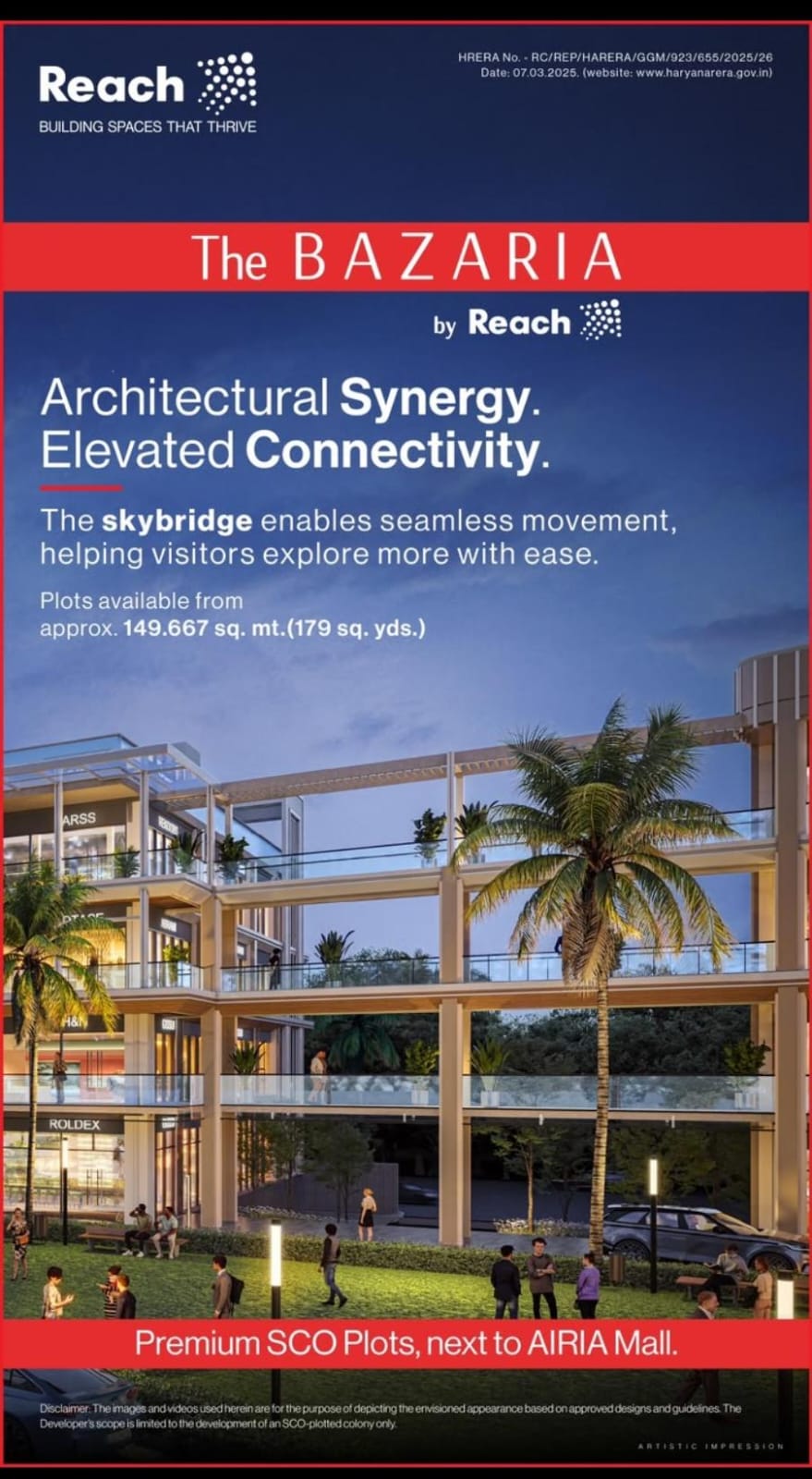 Discover The Bazaria's Architectural Synergy || Premium SCO Plots by Reach || Explore Elevated Connectivity Next to AIRIA Mall Update