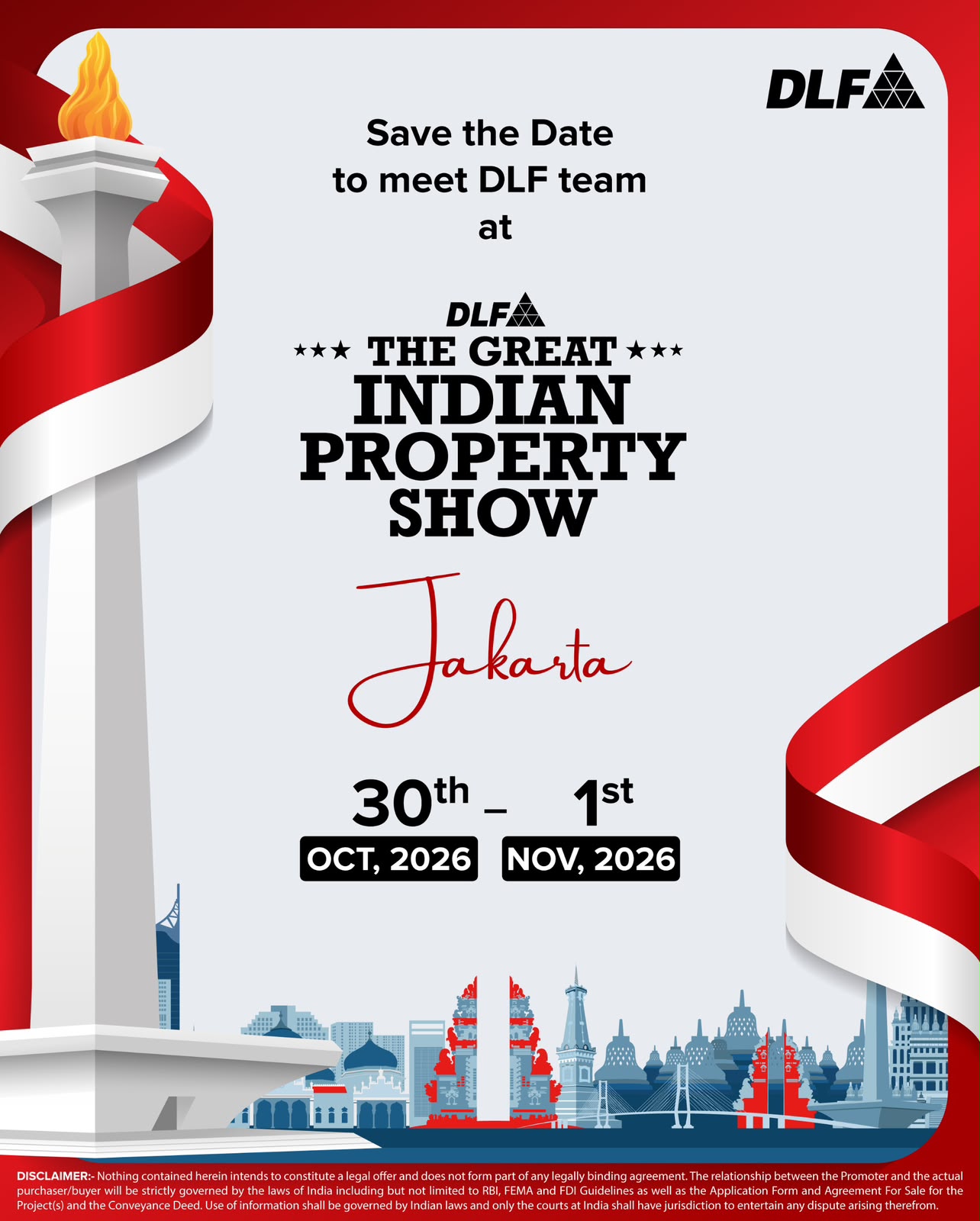 Join Us at The Great Indian Property Show - Jakarta || Save the Date for DLF Property Show - Jakarta || Meet DLF Team in Jakarta on Oct 30th