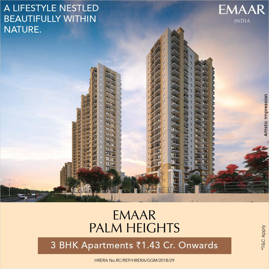 Book 3 BHK apartments Rs 1.43 Cr. onwards at Emaar Palm Heights in Sector 77, Gurgaon Update