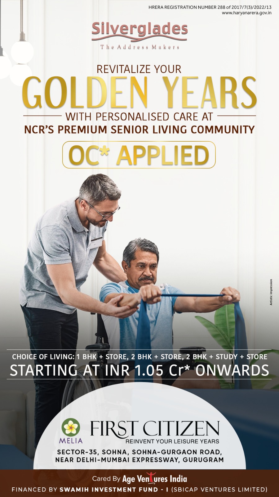 Transform Your Golden Years with Silverglades' First Citizen, Starting at INR 1.05 Cr* in Sector-35, Sohna Update