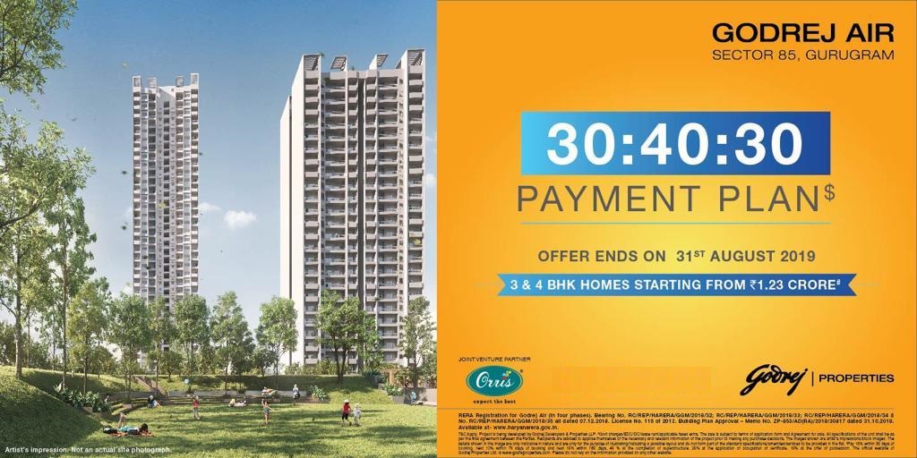 Godrej Air offers 30:40:30 payment plans starting 1.23 cr in Gurgaon Update