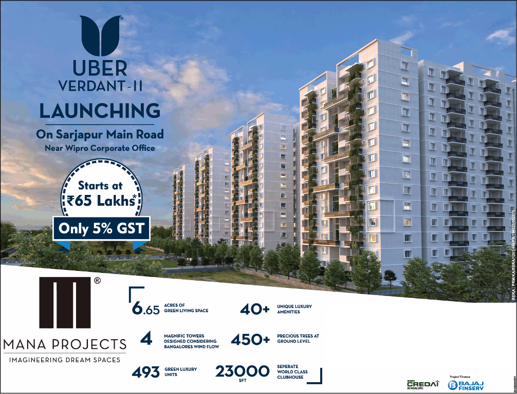 Mana Uber Verdant 2 offer only 5% GST in Bangalore Update