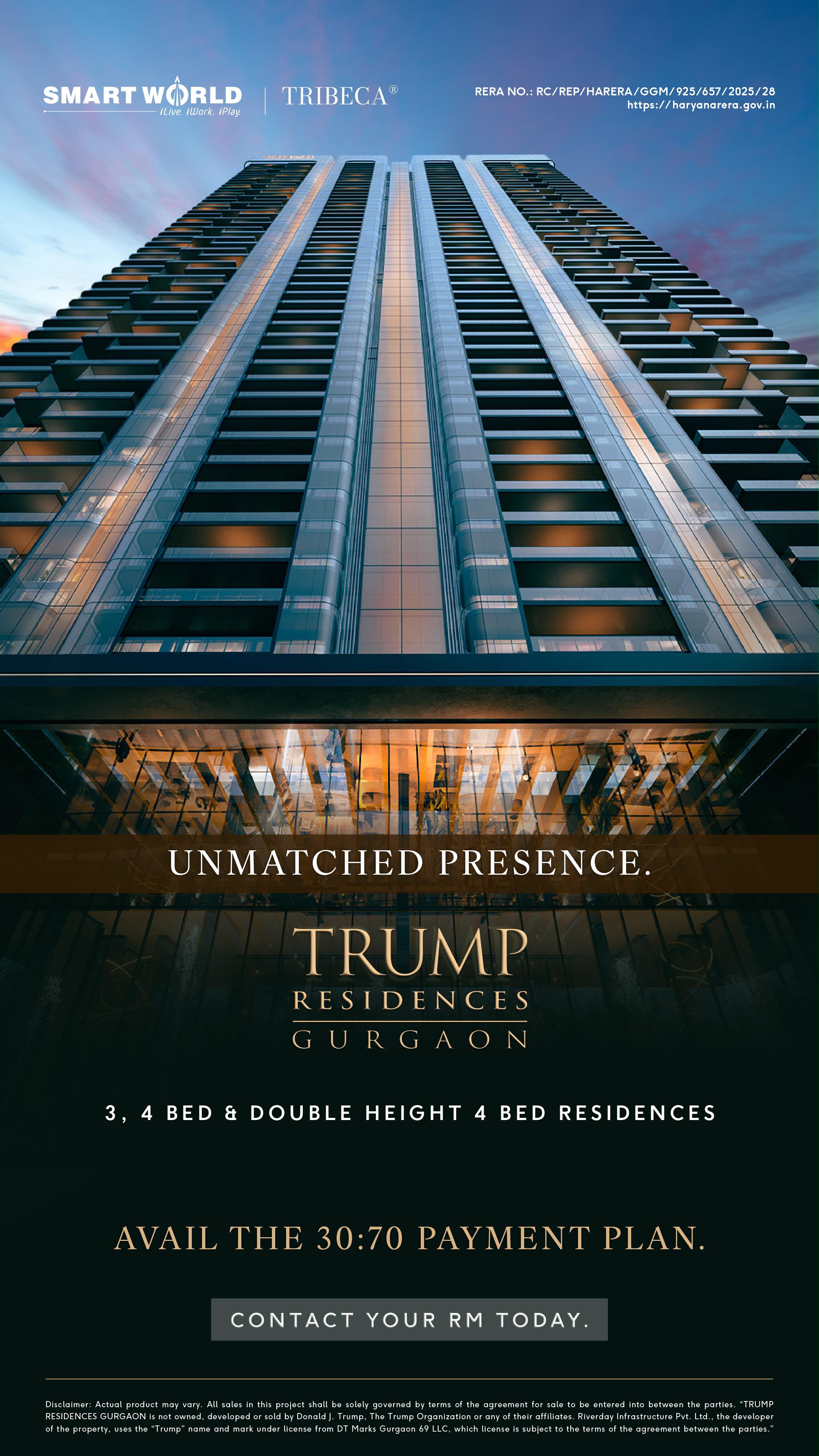 Explore Trump Residences Gurgaon Now || Avail the 30:70 Payment Plan Today || Unmatched Presence by SmartWorld in Gurgaon Update