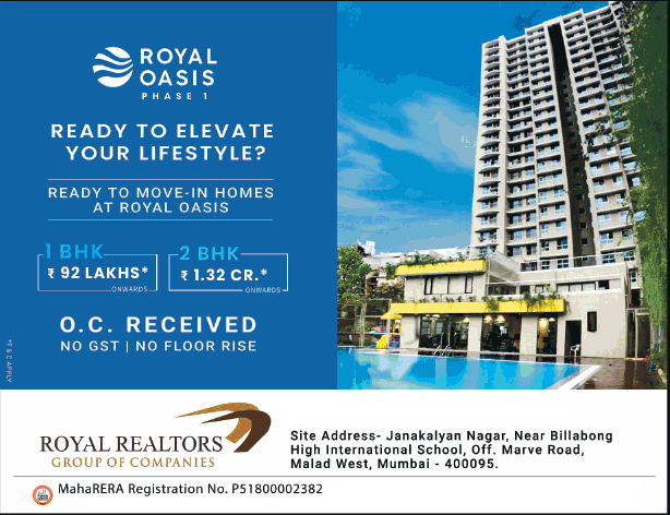 Ready to move in homes at  Royal Oasis Phase 1 Malad West, Mumbai Update