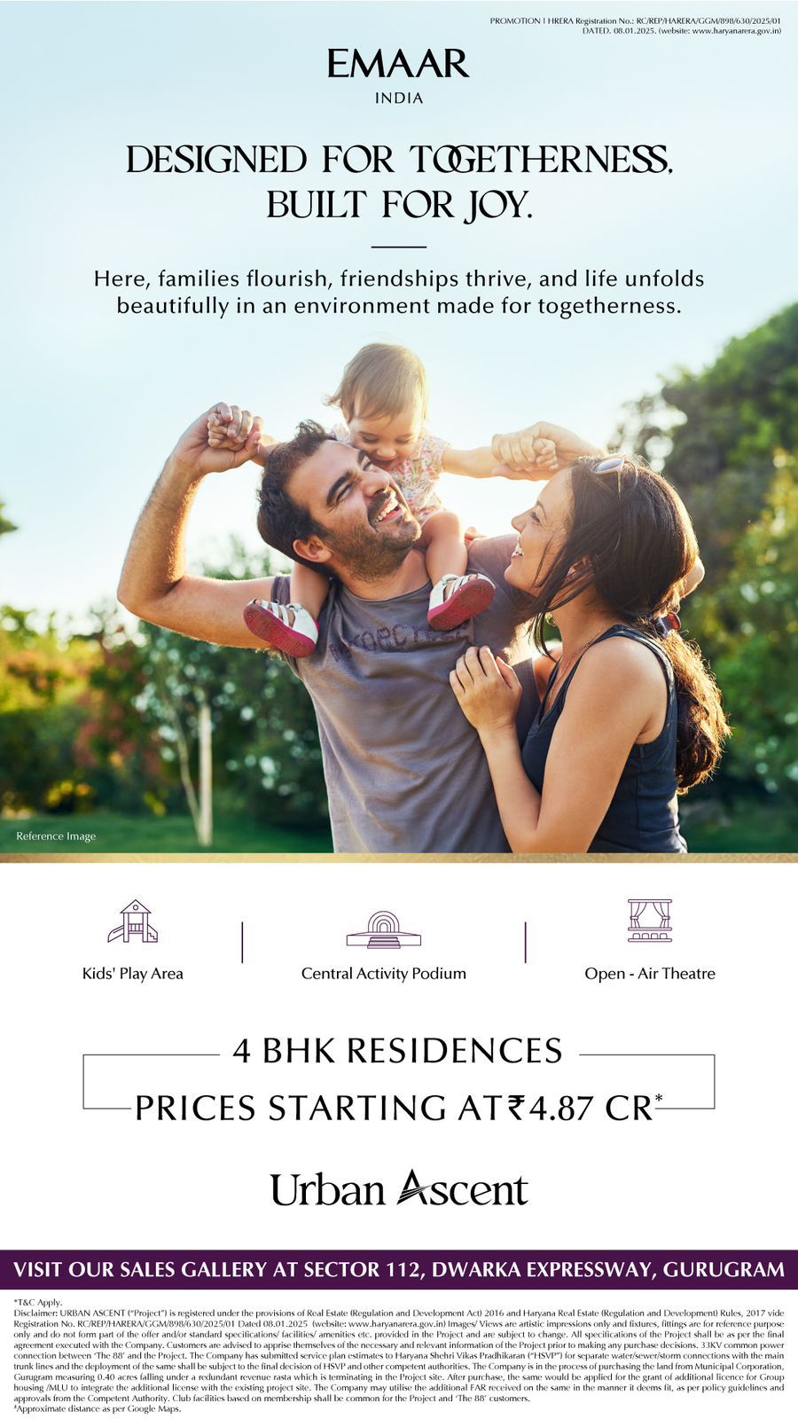 4 BHK Residences at Urban Ascent, Gurugram. Prices Start ₹4.87 Cr. by Emaar Update