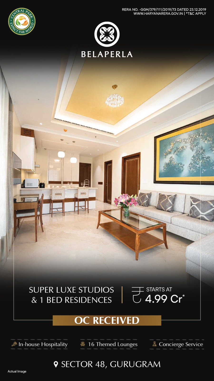 Discover Super Luxe Studios & 1 Bed Residences by Belaperla in Sector 48, Gurugram Starting at ₹4.99 Cr. Update