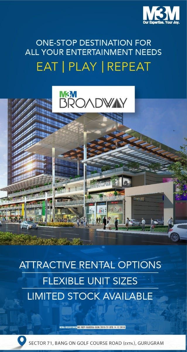 One-stop destination for all your entertainment needs at M3M Broadway in Sector 71, Gurgaon Update