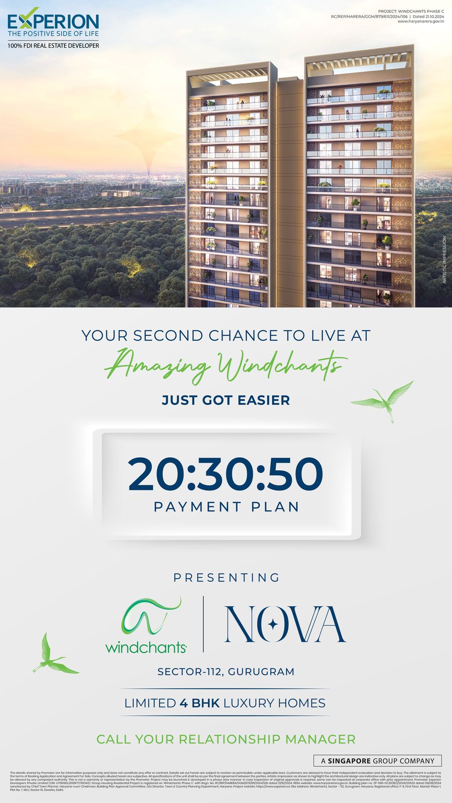 Limited 4 BHK Luxury Homes by Experion at Windchants, Gurugram Update