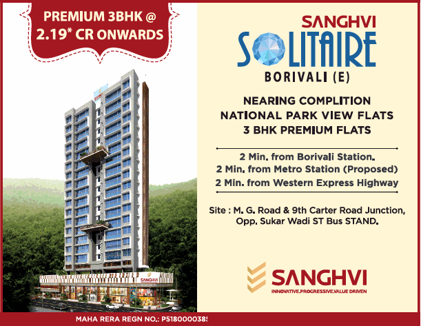 Premium 3 BHK at Rs 2.19 Cr at Sanghavi Solitaire, Mumbai Update